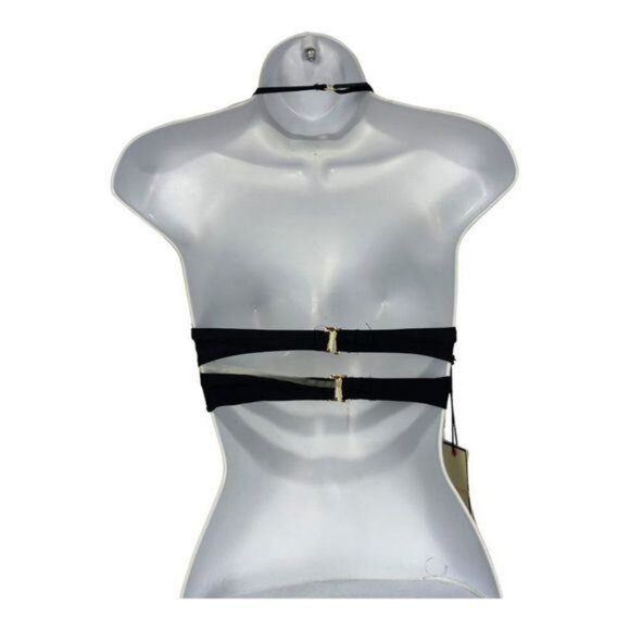 Aerin Rose Womens Jet Black Wrap Banded Fixed Triangle Bikini Top Size XS - Picture 4 of 9